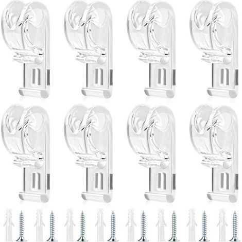 Lot de 8 supports de cordon transparents pour store enrouleur de rideau avec vis pour stores verticaux et romains (1/4)