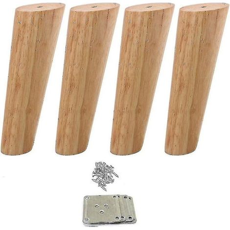 4 pieds de meubles coniques en bois massif pour canapé, 10 cm (1/3)