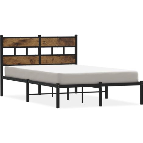 Lit double Lit adulte Cadre de lit en métal sans matelas chêne fumé 120x190 cm (1/5)