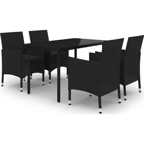 Maison Exclusive - Set da Pranzo da Giardino 5 pz con Cuscini Polyrattan e Vetro (1/5)