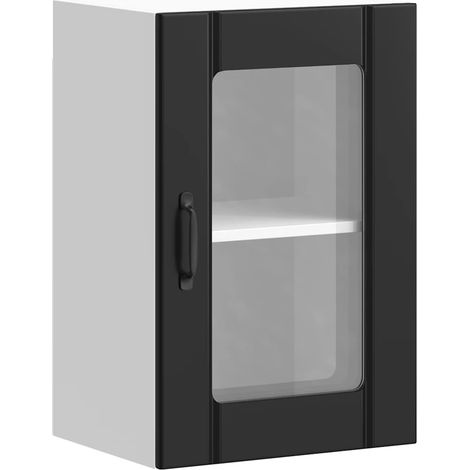 Maison Exclusive - Pensile da Cucina con Porta in Vetro Lucca Nero