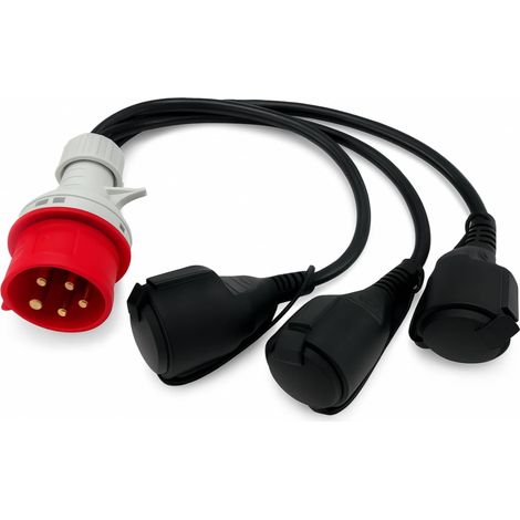 SOLARTRONICS CEE Adapter Starkstrom 16A Stecker auf 3x 230 V Kupplung