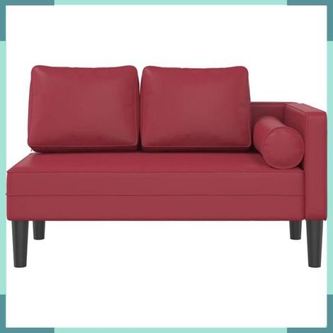 4007568 Chaise longue avec coussins rouge bordeaux similicuir (1/5)