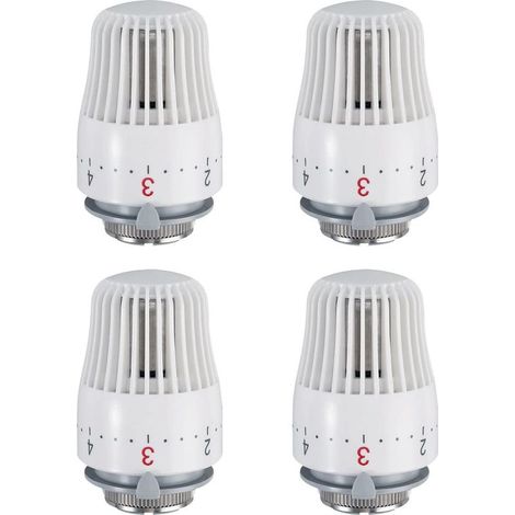 Lot de 4 têtes thermostatiques M30 x 1,5 – Vanne de radiateur avec antigel et capteur de liquide – Plage de réglage 5 niveaux (1/5)