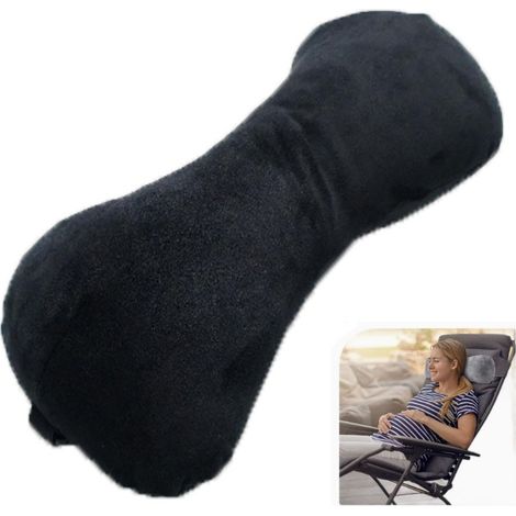 Oreiller pour chaise longue, oreiller pour canapé, oreiller cervical pour chaise longue, oreiller cervical pour canapé en forme d'os (soulage la douleur) (noir) (1/5)