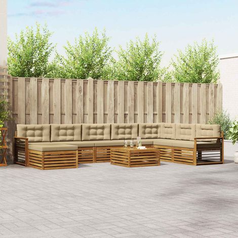 Outdoor-Sofagarnitur 9 pcs Natur und Beige Massivholz Akazie