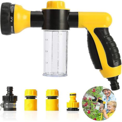 Garden Hose Nozzle Car Wash Foam Water Sprayer With Dispenser 8 Modes Adjustable Hose Water Blaster (1/5)