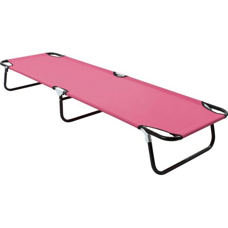 Tumbona cama de jardín mobiliario de terraza mobiliario de exterior plegable acero rosa 020012804 (1/5)