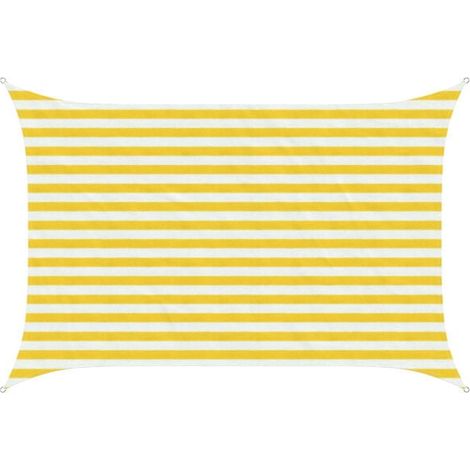 Voile d'ombrage à rayures jaunes et blanches, 2 x 2,5 mètres, PEHD (1/5)
