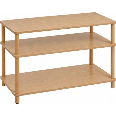 Table Basse Rectangulaire avec 3 Plateaux, Coloris Bois Naturel - Longueur 80 x Profondeur 40 x Hauteur 56 cm (1/5)