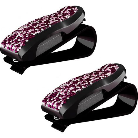 Sonnenbrillenhalter für die Sonnenblende im Auto – 2er-Pack Brillenhalter mit Clip, Halter für Brillen und Sonnenbrillen mit glitzernden Strasssteinen und (1/5)