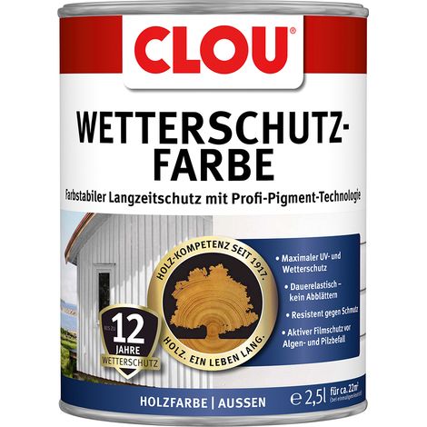 Clou Wetterschutzfarbe 2,5 Ltr. steingrau Holzschutzfarbe für Aussen (1/2)