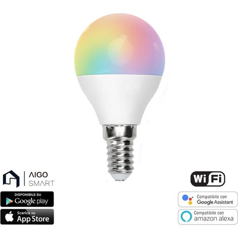 Lampadina Led Smart G45 E14 6,5W WiFi RGB CCT luce regolabile e dimmerabile Aigostar (1/5)