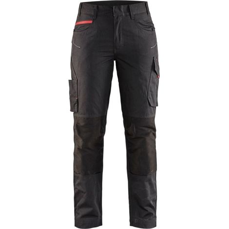Pantalon de travail maintenance stretch femme 7195 - Noir/Rouge M - FR(42) - SE(C40) - Standards (1/5)