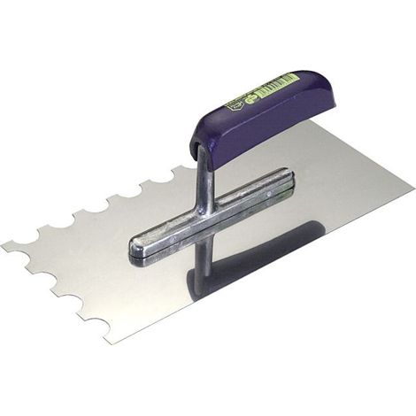 FRATTAZZO DENTATO IN ACCIAIO INOX 20x10MM MANICO APERTO IN LEGNO