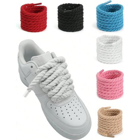 2 paires de lacets épais en corde pour chaussures, larges, ronds et épais, lacets de rechange pour sneakers, lacets type bread laces (1/4)