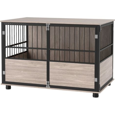 100cm Stylish Dog Crate End Table with 3 Doors, Soft Washable Cushion for Large Dogs - Indoor Furniture Solution (1/5)