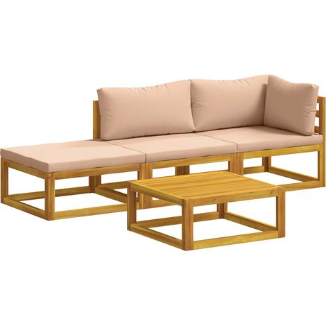 Sofa Set 4 pcs Natural Solid Acacia Wood vidaXL (1/5)