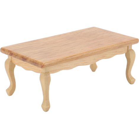 Table basse miniature rectangulaire en bois de bouleau, échelle 1/12, pour maison de poupée et accessoires de décoration. (1/5)