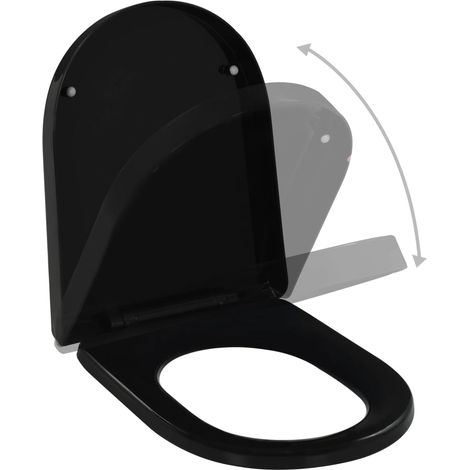 INLIFE Abattant WC à fermeture en douceur Libération rapide Noir 45 x 35 cm (L x l) (1/5)