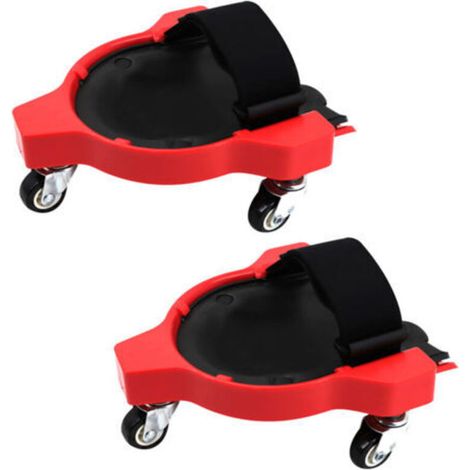 Set of 2 flexible knee pads with wheels for garden, construction site, red (1/4)