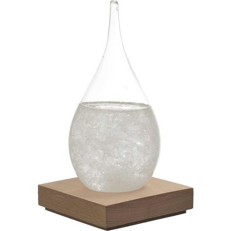 1 Verre Tempête, Baromètre Avec Cristaux, Socle En Bois, Décoration Intérieur Salon Bureau (1/5)