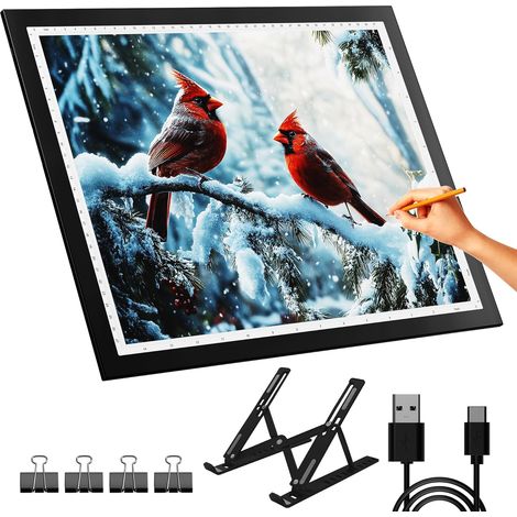 Tablette Lumineuse A3,42×32 cm Table Lumineuse Dessin,Table Lumineuse A3 avec 10 niveaux de luminosité en continu Tablette Lumineuse A3 avec Support (1/5)