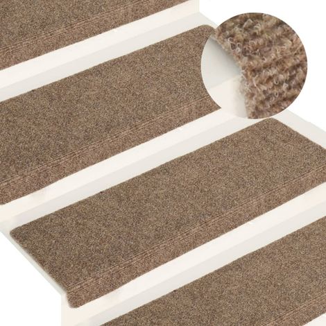 INLIFE Tapis d'escalier 15 pcs Tissu aiguilleté 65x25 cm Crème (1/5)