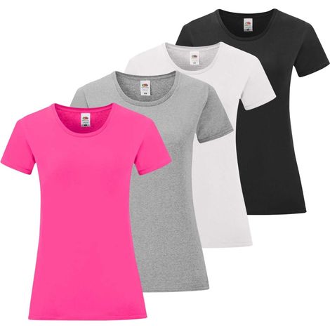 T-Shirt Donna - Fruit of the Loom Ladies Iconic Bianco XL