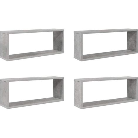 Estante cubo pared 4 uds madera ingeniería hormigón 60x15x23cm vidaXL