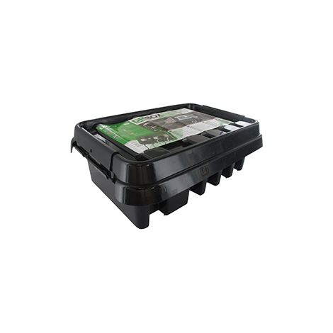 Caja estanca Dribox para conexiones eléctricas en exteriores. Nivel de protección IP55. Dimensiones 285x150x110mm. Bandeja negra.