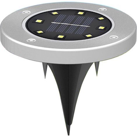Lámpara solar subterránea con 8 LED, de acero inoxidable, para uso exterior, nueva, césped, patio, jardín, resistente a la lluvia, villa, alumbrado público. (1/5)