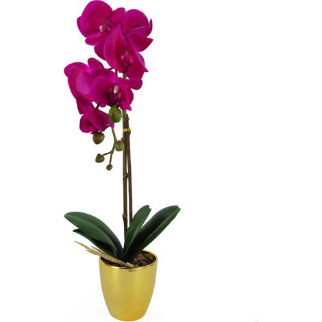 46cm Artificial Orchid Dark Pink / Silver