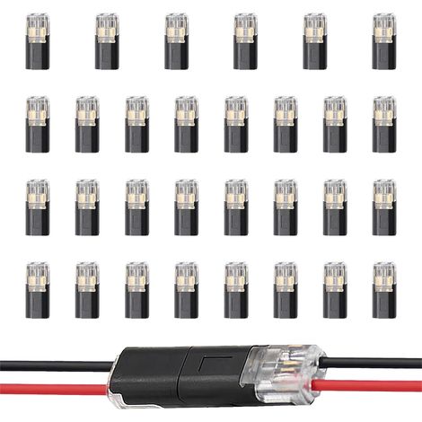 30 Pièces Connecteur Épissure Rapide de Fil de 2 Broches, Connecteur de Prise Automatique Étanches, pour Câbles 18-22 AWG, Conformes à UL-94-V0, pour Véhicules, LED, et Autres Appareils Électriques (1/5)