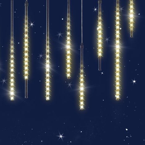 MONZANA® Lichterkette Meteorschauer 480 LED Außen Wasserdicht 10 Röhre je 50 cm Innen Weihnachten Eisregen Regenlichterkette Weihnachtsbeleuchtung warm-weiß