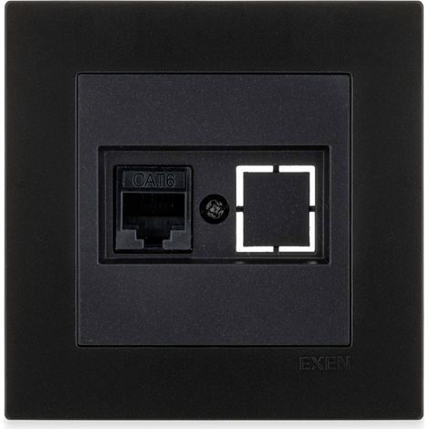 Prise RJ45 catégorie 6 noir métallisé – ensemble complet avec plaque – 253/14E EXEN (1/3)