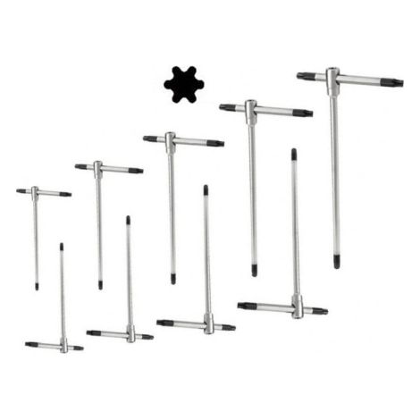 Set di chiavi torx a T con aggancio multiplo ed asta scorrevole 9 pezzi T8-T40 Cromo Vanadio