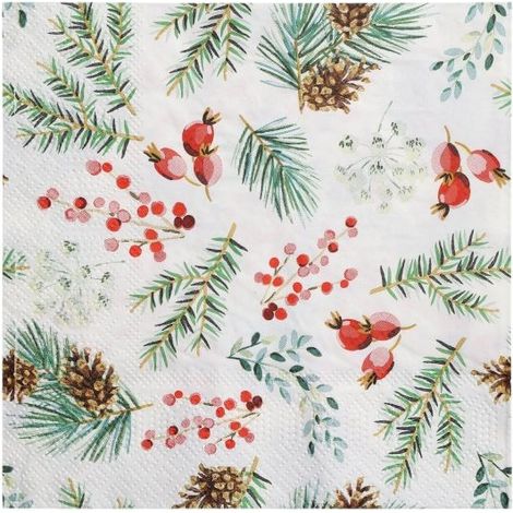 Eglo Servietten X-Mas Zweige Pasig bunt 16,5 x 16,5 cm - 20er Pack Servietten (1/3)