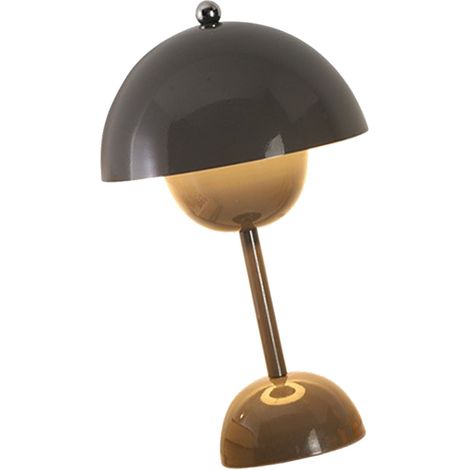 Lampe de table LED minimaliste à intensité variable pour bars, chambres, restaurants, coin lecture, prise murale (3 couleurs d'éclairage et interrupteur à bouton), grise (1/5)