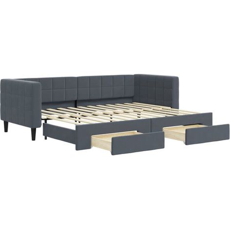 Canapé-lit avec matelas gigogne et tiroirs, matelas non inclus, dimensions : 80 x 200 cm (1/5)