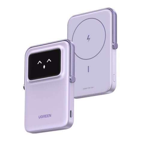 Batería externa Ugreen PB571 5000mAh magnética inalámbrica con pantalla y soporte