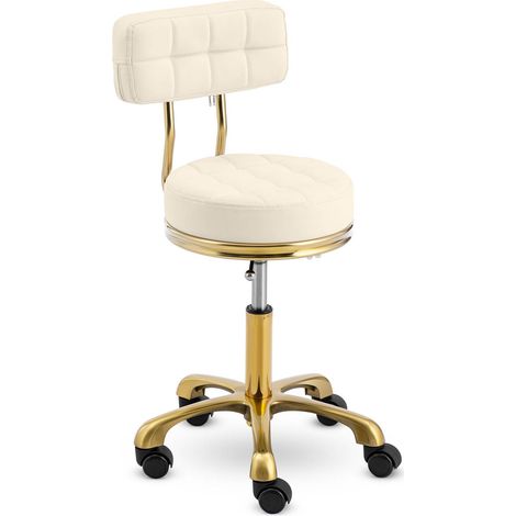 Tabouret à roulettes - physa - Cadre : aluminium - Revêtement : PVC et mousse - Beige, or (1/4)