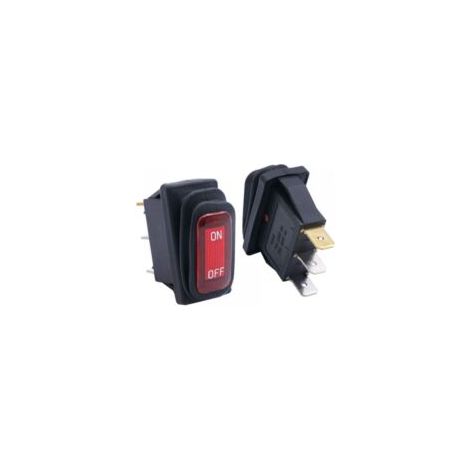 Dos interruptores de palanca de CA unipolares, unidireccionales, de 3 pines y 2 posiciones con retroiluminación roja, resistentes al agua, de 12 V, con encendido/apagado automático (KCD3-101NW-ON/OFF)