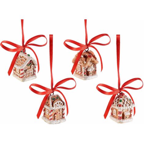 Decorazioni Natalizie da Appendere a Forma di Casetta Marzapane Addobbi da Appendere per l'Albero di Natale e la Casa Set da 12 Pezzi