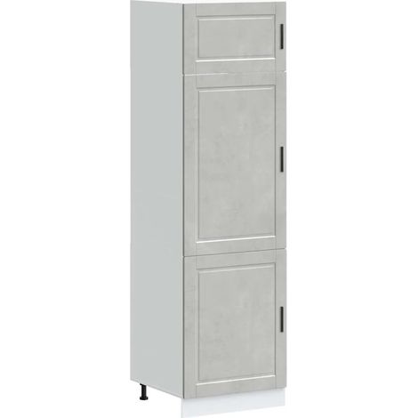 Mueble de cocina moderno de 60 x 57 x 207 cm almacenamiento práctico patas ajustables madera de ingeniería gris hormigón 020050416 (1/5)