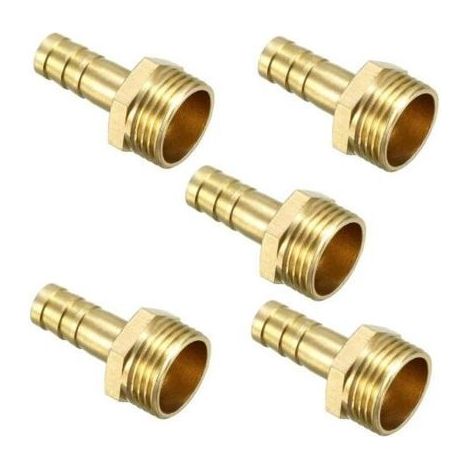5pcs Raccord cannelé en laiton - Résistant à la corrosion Joint étanche - Tuyaux d'eau et air - 8mm x 3 8 PT (1/4)