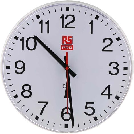 Horloge Analogique Murale radio-pilotée RS PRO, Ø 300mm, incassable ( Prix pour 1 )