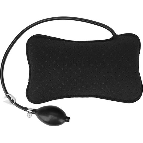 Coussin de soutien lombaire gonflable à pression manuelle, réglable, pour voiture, voyage et bureau, noir (1/5)