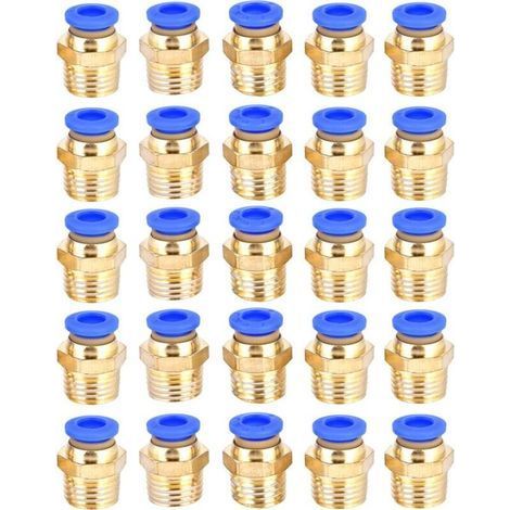 Lot de 25 raccords rapides G1/4 pc6-02 pour tuyau et outils pneumatiques (1/5)