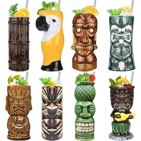 verres à cocktail multicolores en céramique pour décoration de fête exotique en céramique Hawaïen pour cocktails (1/5)
